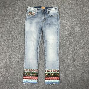 Driftwood Jeans Womens Size 26 Blue Colette Embroidery  Cropped Boho